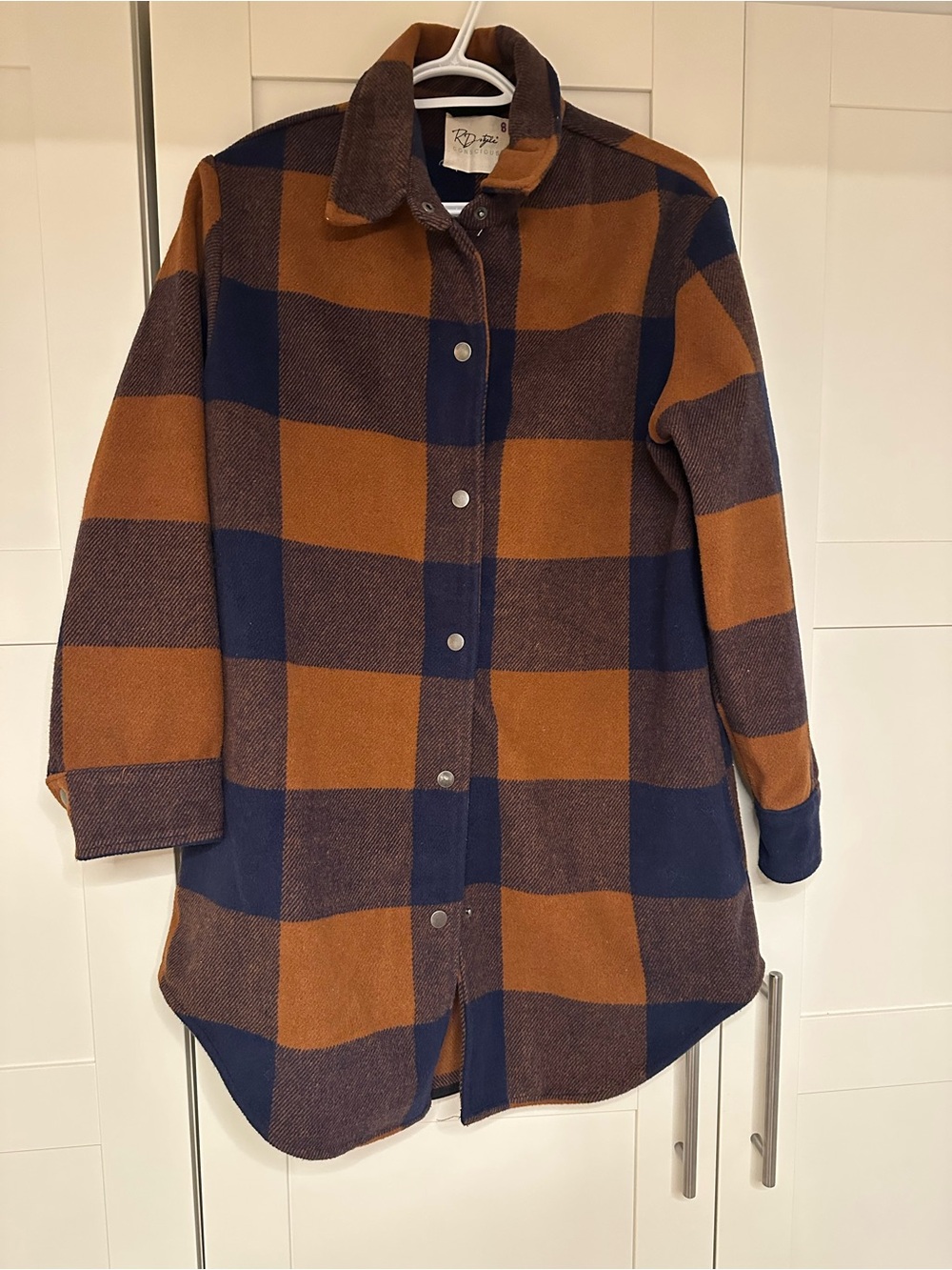 Rust & Navy Plaid RD Style Button-Up Shacket